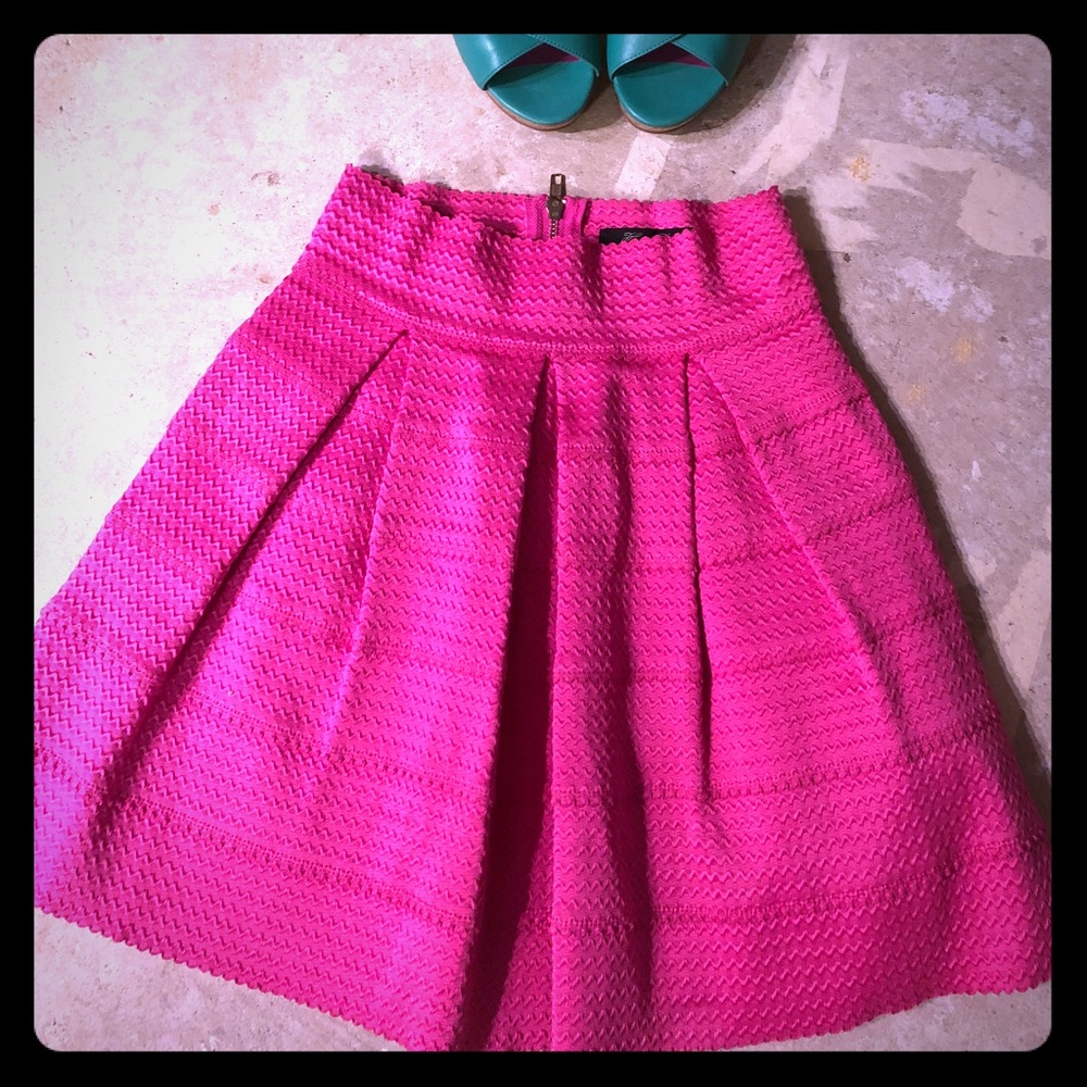 Hot pink flared mini skirt